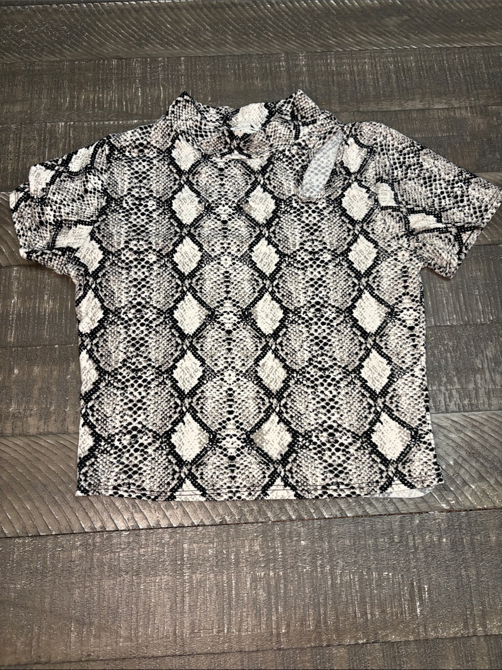 Caution To The Wind Snake-Print Polo - Black & White
